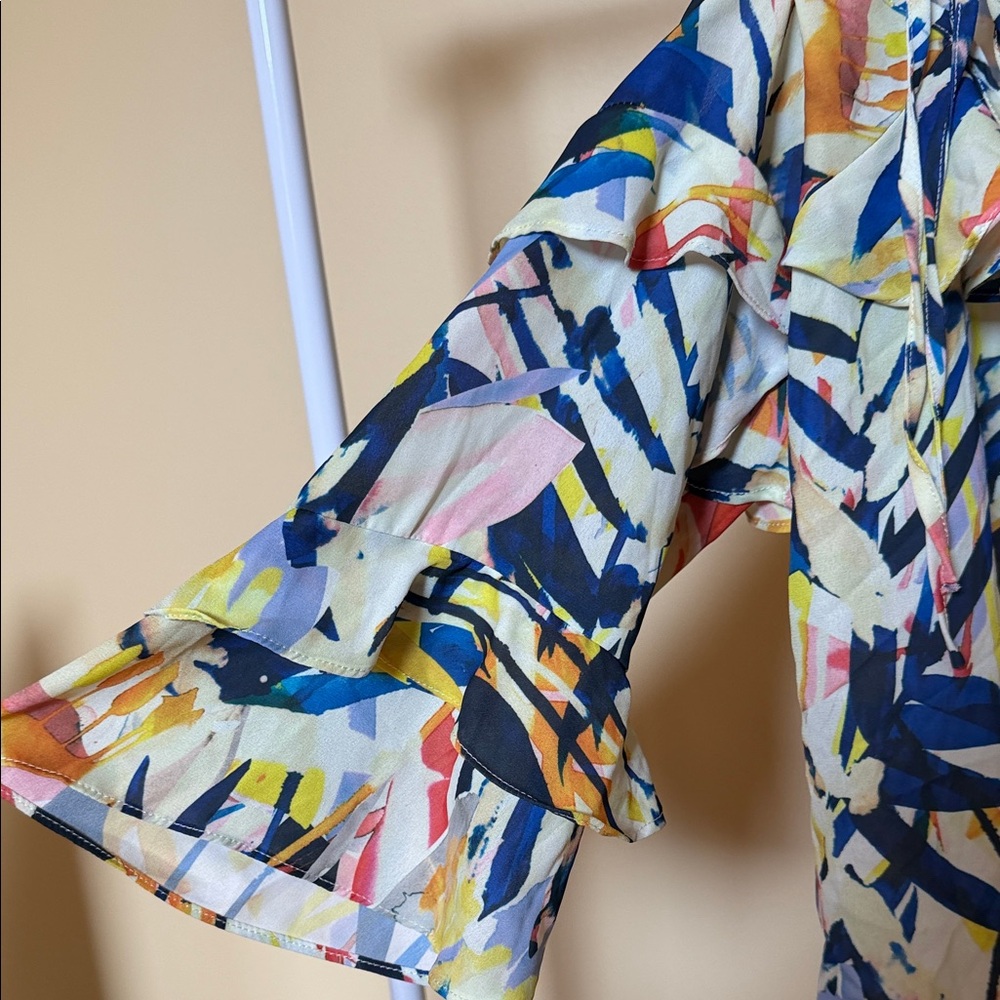 Women's Multi-Color Ruffle Off-Shoulder Blouse - Picture 2 of 3